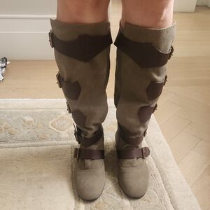 Jeffrey Campbell Olive and Brown Heeled Boots